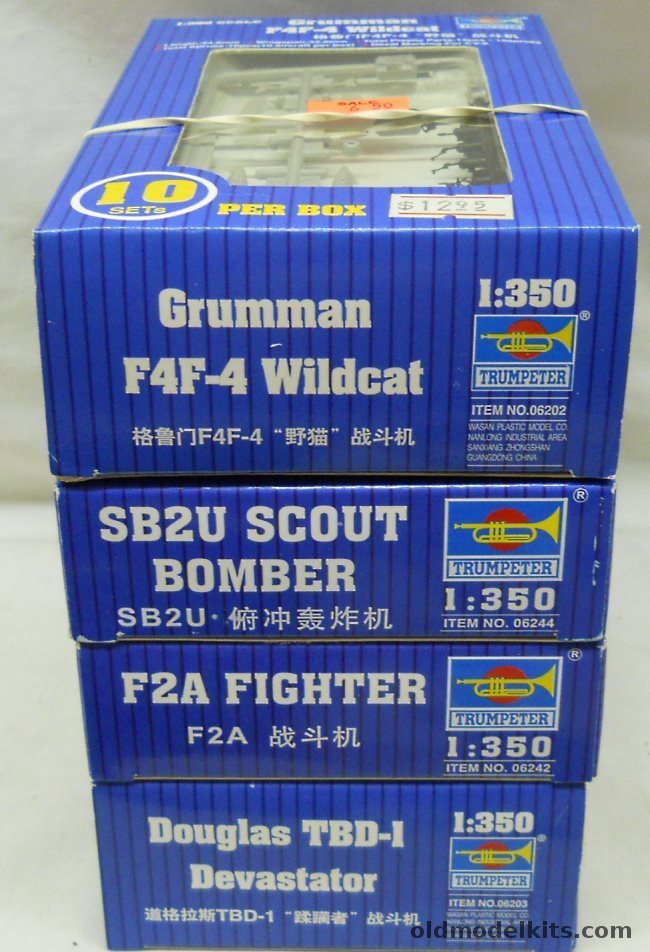 Trumpeter 1/350 06202 (10) F4F-4 Wildcat / 06244 (6) SB2U Scout Bomber / 06242 (6) F2A Fighter / 06203 (10)TBD-1 Devastator plastic model kit